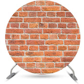 Aperturee - Round Retro Red Brick Wall Backdrop For Birthday